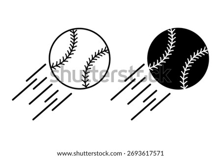 Flying baseball ball icon. Flat vector illustration design isolated on white background.