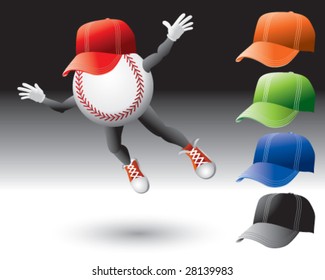 flying baseball man with hats