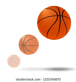 Flying basketball ball vector illustration. Movement, action concept. Isolated elements on white or transparrent background.