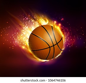 Flying basketball on fire