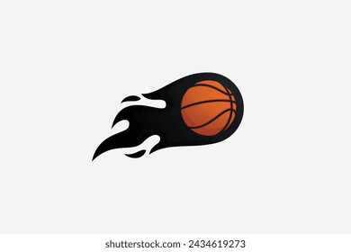 flying basketball vector graphic with motion and halftone effect for basketball logo, sticker, t shirt, etc.