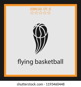 flying basketball  vector icon