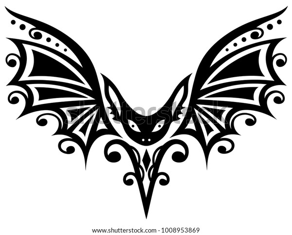 Flying Bat Abstract Tribal Tattoo Design Stock Vector (Royalty Free ...