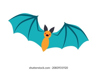 Flying Bat as Australian Animal with Spread Membranous Wings Vector Illustration
