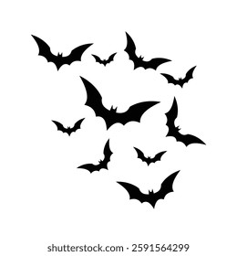 Flying bat black silhouette vector design on a white background