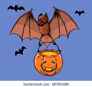 Flying Bat Bring Pumpkin Lantern
