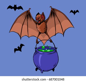 Flying Bat Bring Witch Potion