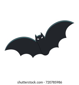 Flying bat, colorful scary Halloween illustration. Vector