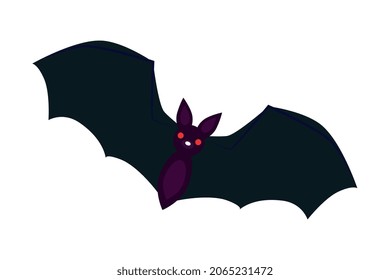 Flying Bat Creature with Spread Wings Vector Illustration