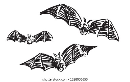 Fliegender Schläger, farbige Illustration, Vektorgrafik.