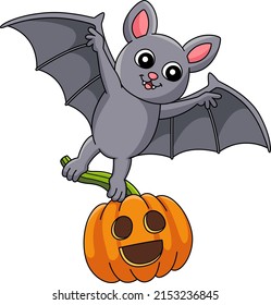 Flying Bat Halloween Cartoon Coloreada Clipart