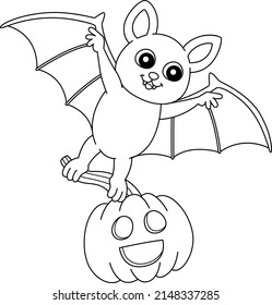 Flying Bat Halloween Coloring Page Isolated