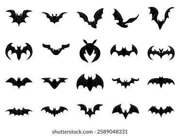 Flying Bat Icon Element Set