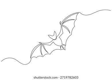 Icono de murciélago volador esquema simple ilustración de arte de línea única aislado