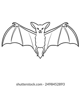 flying bat illustration hand drawn outline isolated vector