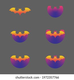Flying bat illustration logo design on board set