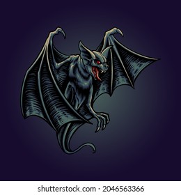 the flying bat illustration vector