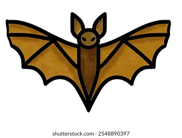 Un Vector de ilustración de murciélago volador sobre fondo blanco.