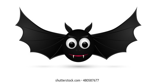 Flying bat isolated on white background. Vector illustration.