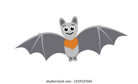 Flying bat. Jolly bat. Flat, cartoon, vector