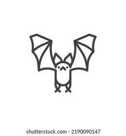 Flying bat line icon. linear style sign for mobile concept and web design. Bat animal outline vector icon. Symbol, logo illustration. Vector graphics