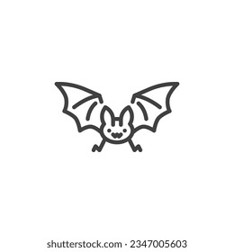Flying Bat line icon. linear style sign for mobile concept and web design. Halloween bat outline vector icon. Symbol, logo illustration. Vector graphics