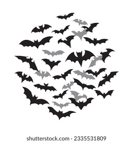 Flying bat pack flying isolated on white background.