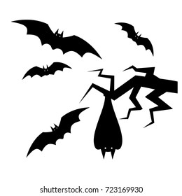 Flying bat, scary Halloween illustration. Vector