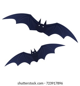 Flying bat, scary Halloween illustration. Vector