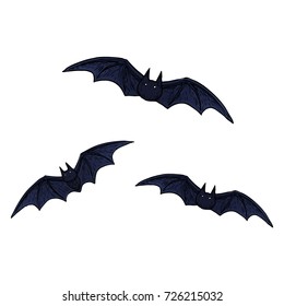 Flying bat, scary Halloween sketch illustration. Vector
