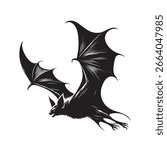 Flying Bat Silhouette – Gothic and Halloween Flat Vector Illustration