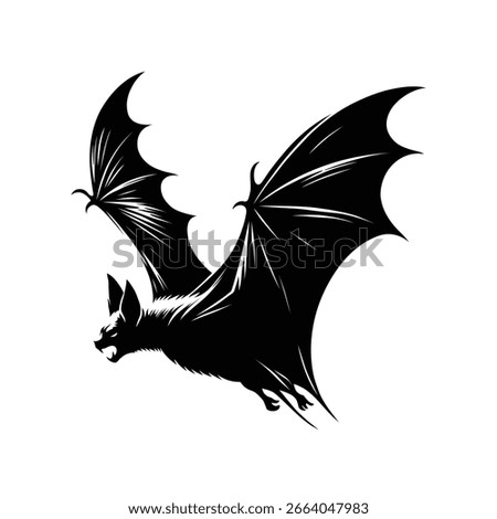 Flying Bat Silhouette – Gothic and Halloween Vector Art