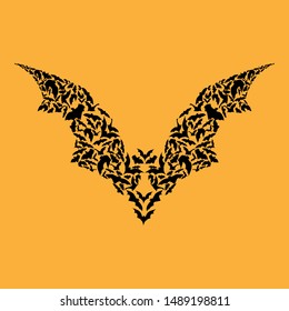 Flying Bat silhouette Halloween concept