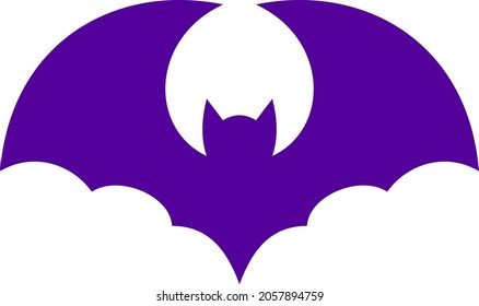 Flying bat silhouette. Halloween Decoration element. Flat vector illustration.