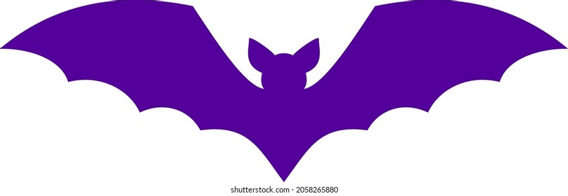 Flying bat silhouette. Halloween Decoration element. Flat vector illustration.