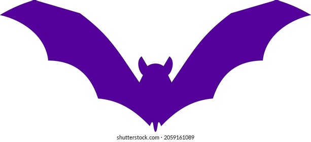 Flying bat silhouette. Halloween Decoration element. Flat vector illustration.