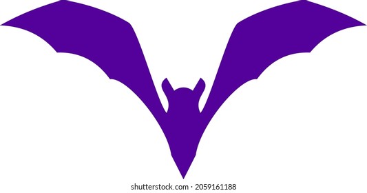 Flying bat silhouette. Halloween Decoration element. Flat vector illustration.