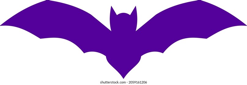 Flying bat silhouette. Halloween Decoration element. Flat vector illustration.