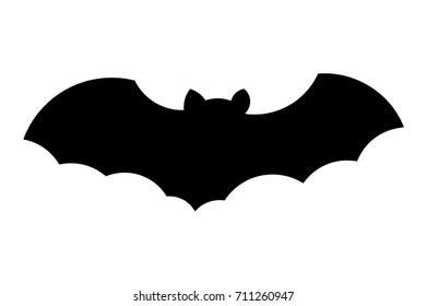 Flying bat silhouette isolated on white. Vector illustration.