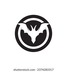 Flying bat silhouette logo design vector template illustration