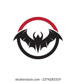 Flying bat silhouette logo design vector template illustration