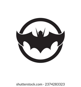 Flying bat silhouette logo design vector template illustration