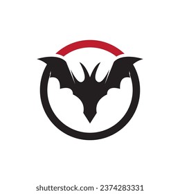 Flying bat silhouette logo design vector template illustration