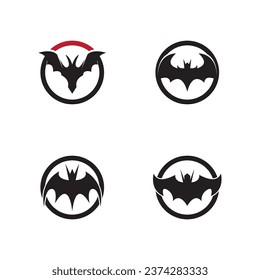 Flying bat silhouette logo design vector template illustration