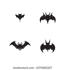 Flying bat silhouette logo design vector template illustration