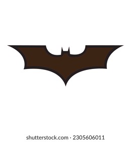 flying bat silhouette logo or icon. Isolated vector bat, Happy Halloween. Cartoon flat illustrations.