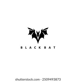 flying bat silhouette logo vector illustration