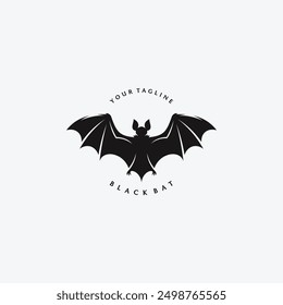 flying bat silhouette logo in vintage style