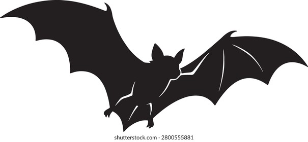 Flying bat silhouette on transparent background.