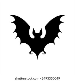 Flying bat silhouette on white background. Bat icon vector sign illustration design.